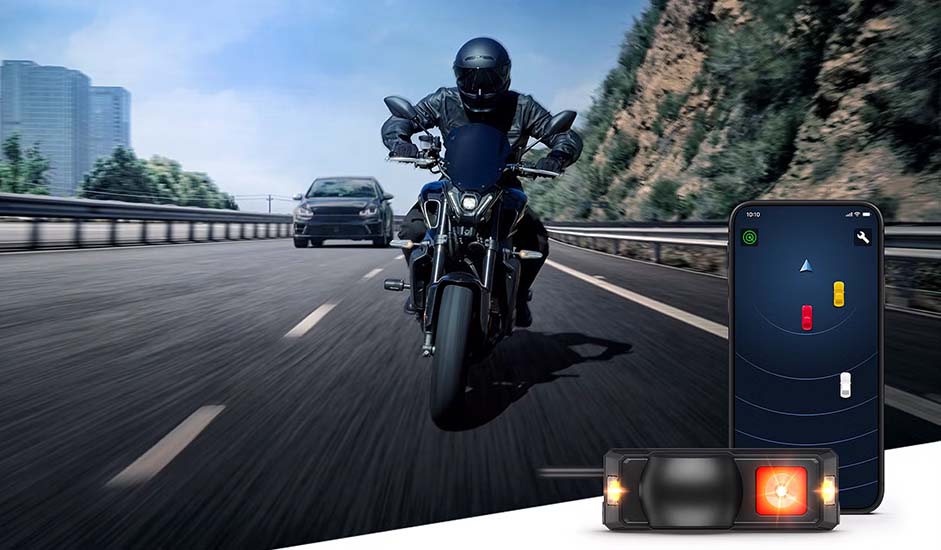 Garmin zūmo R1 Radar takatutka kuolleen kulman varoittimella tarjoaa mielenrauhaa motoristeille